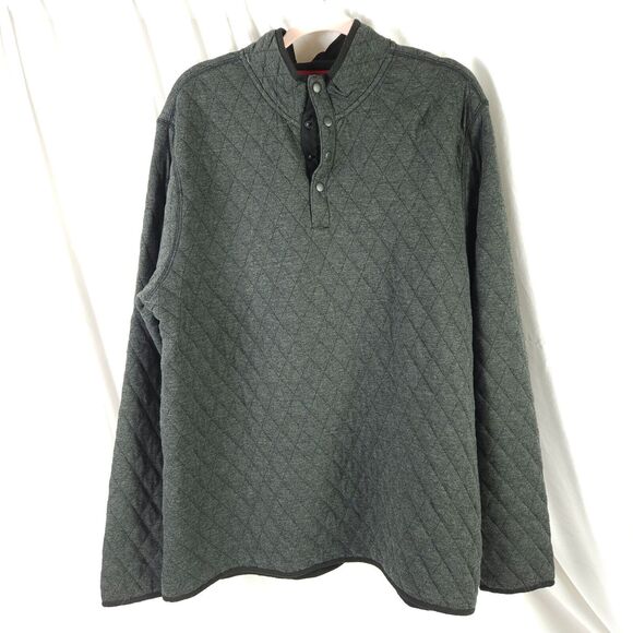 NWT Chaps Mens XL Gray Quilted Pullover Shirt 1/4 Snap Long Sleeve Mock Neck - Picture 1 of 8